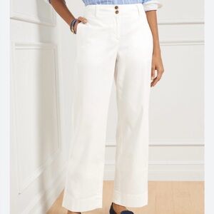 Talbots White Wide-Leg New England Chinos Pants Size 8p Coastal Grandma